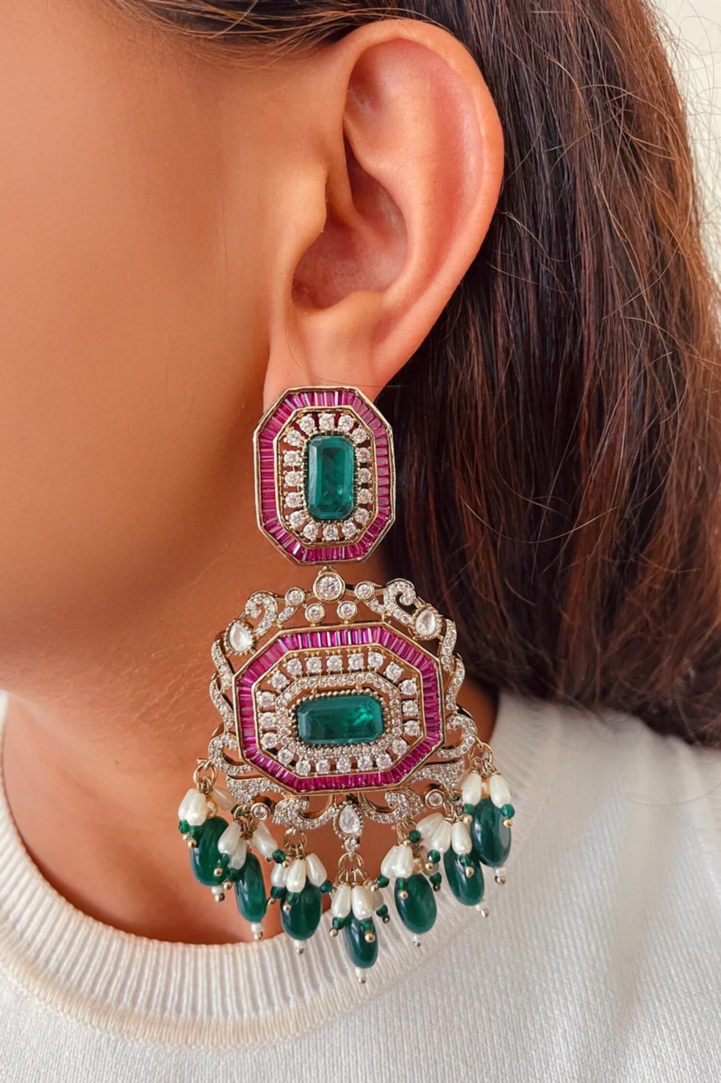 Partika Hexagon Polki Necklace Set 