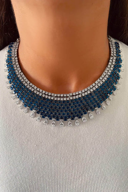 Imitation Diamond Drops Necklace Set 