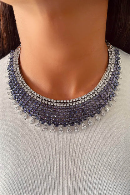 Imitation Diamond Drops Necklace Set 