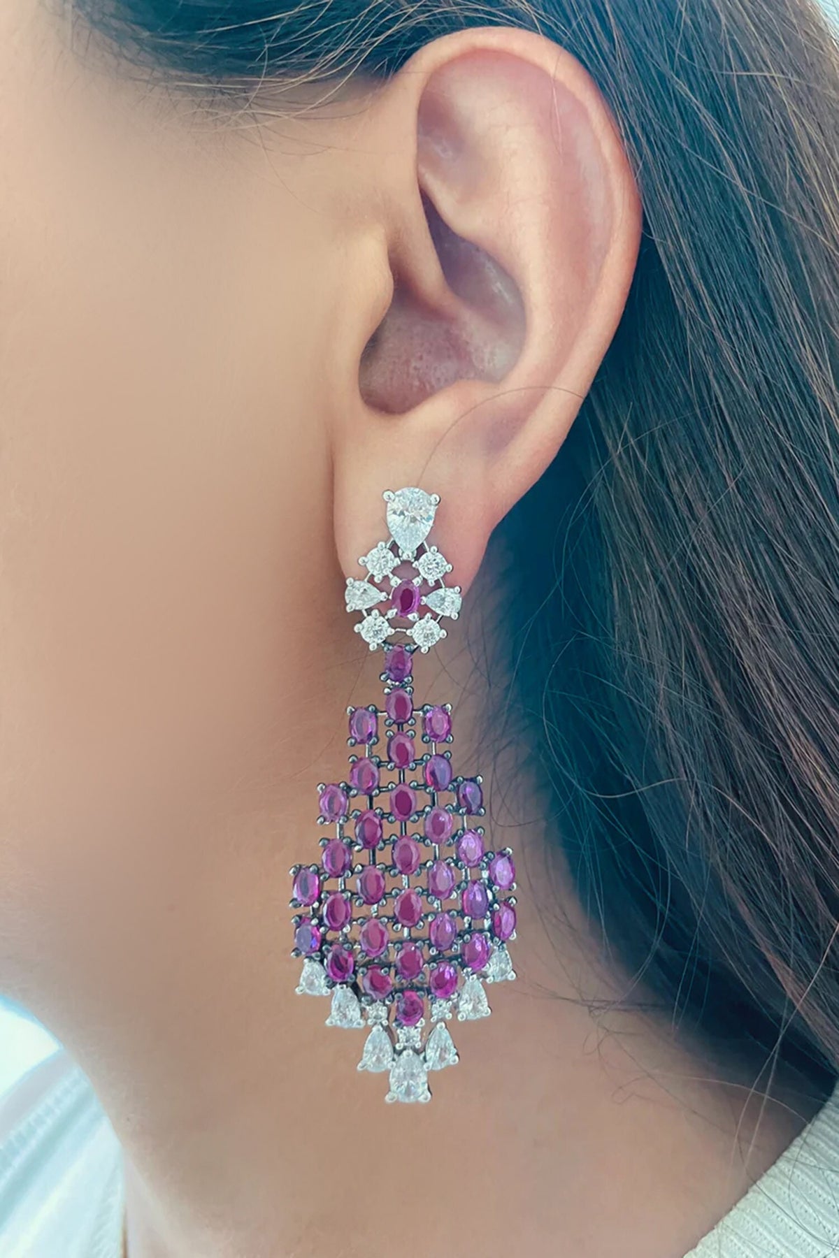 Imitation Diamond Drops Necklace Set 