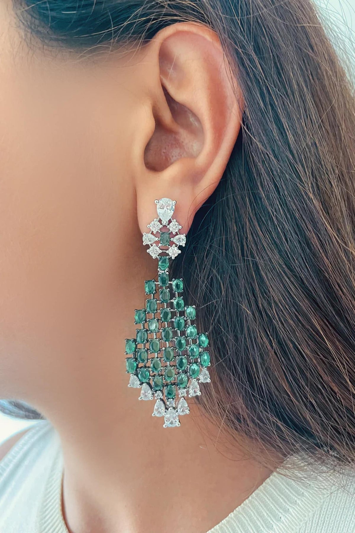 Emerald Oval Kate & Imitation Diamond Necklace Set 