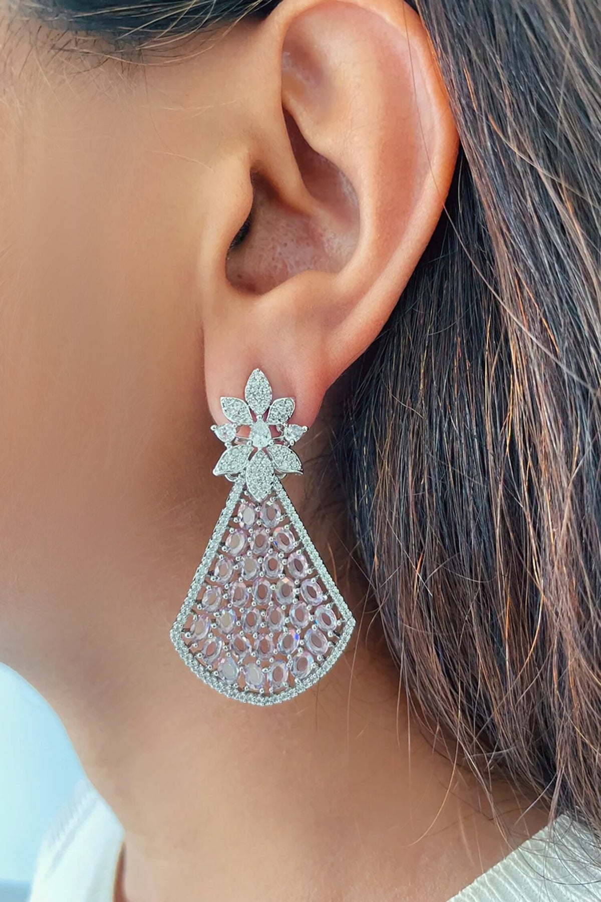 Imitation Diamond Floral Necklace Set 