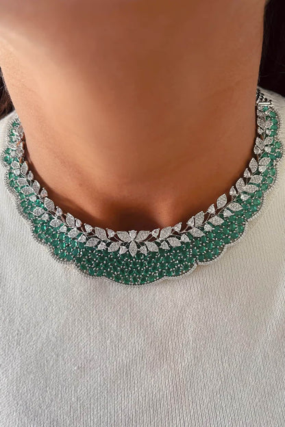 Imitation Diamond Floral Necklace Set 