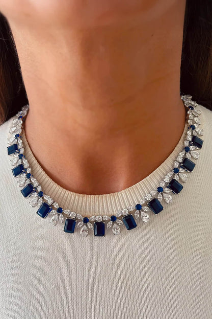 Rosina Sapphire & Imitation Diamond Necklace Set 