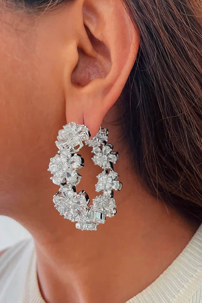 Floral Imitation Diamond Studded Necklace Set 