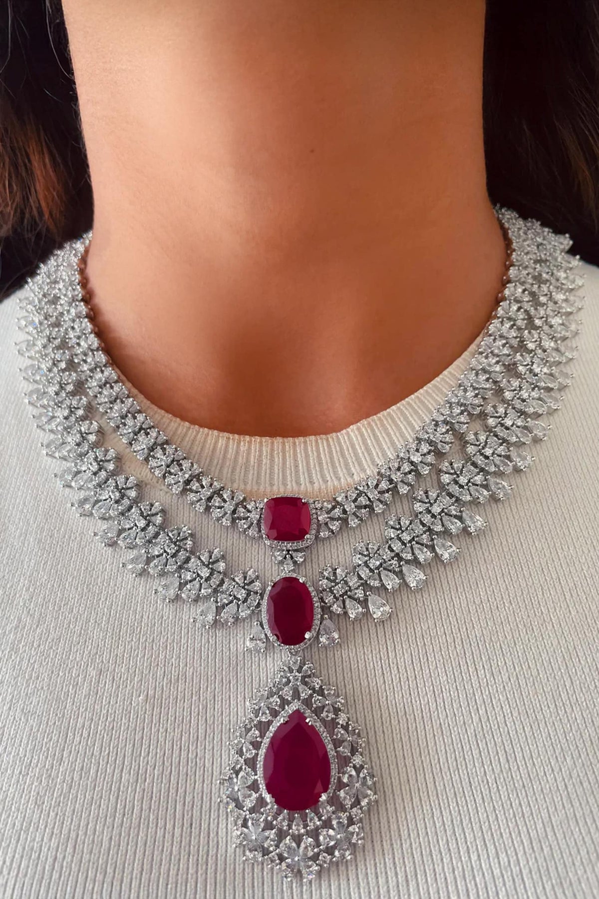 Kareena Imitation Diamond Necklace Set 
