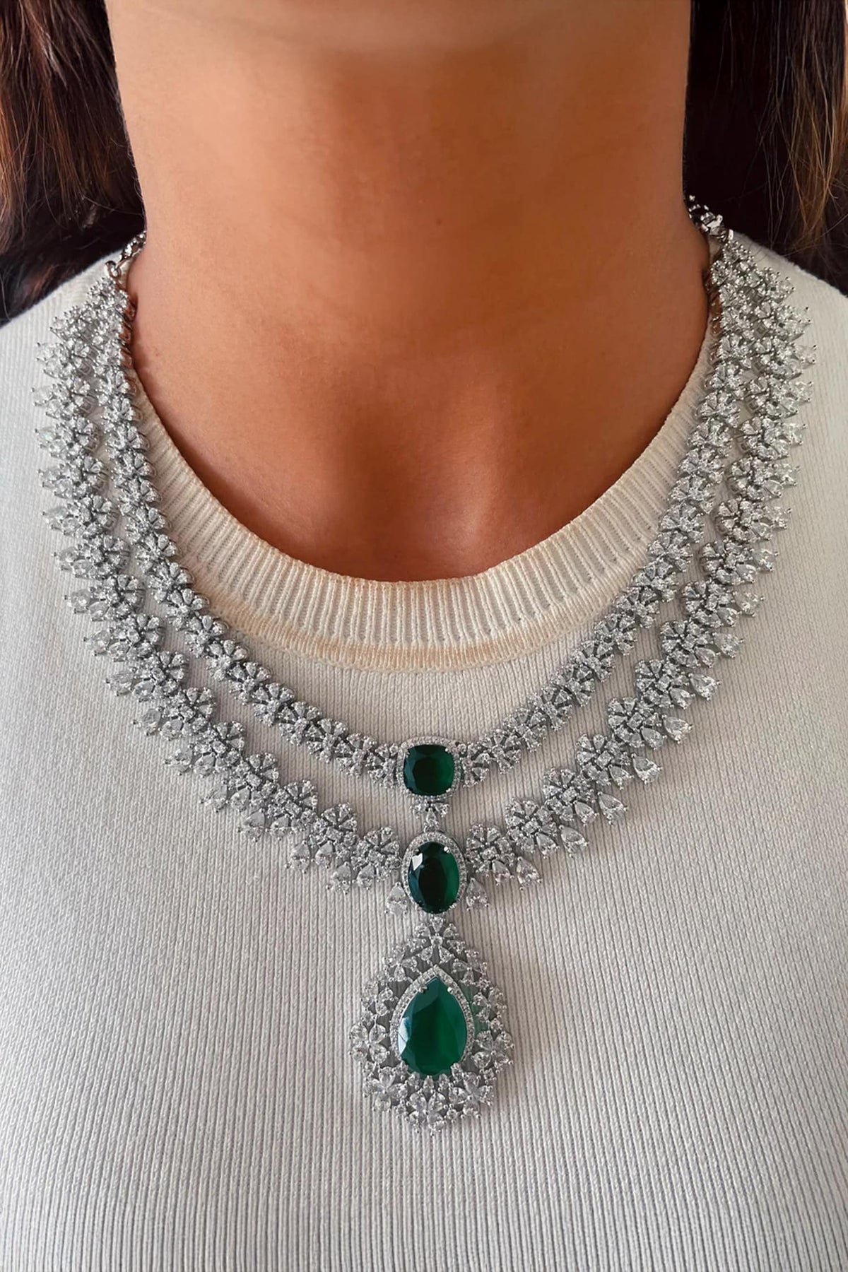 Kareena Layered Imitation Diamond Necklace Set 