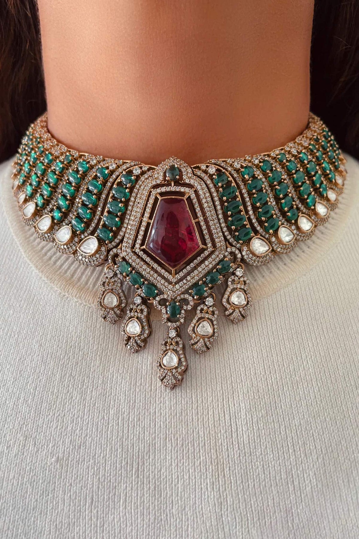 Polki Kundan Necklace Set 