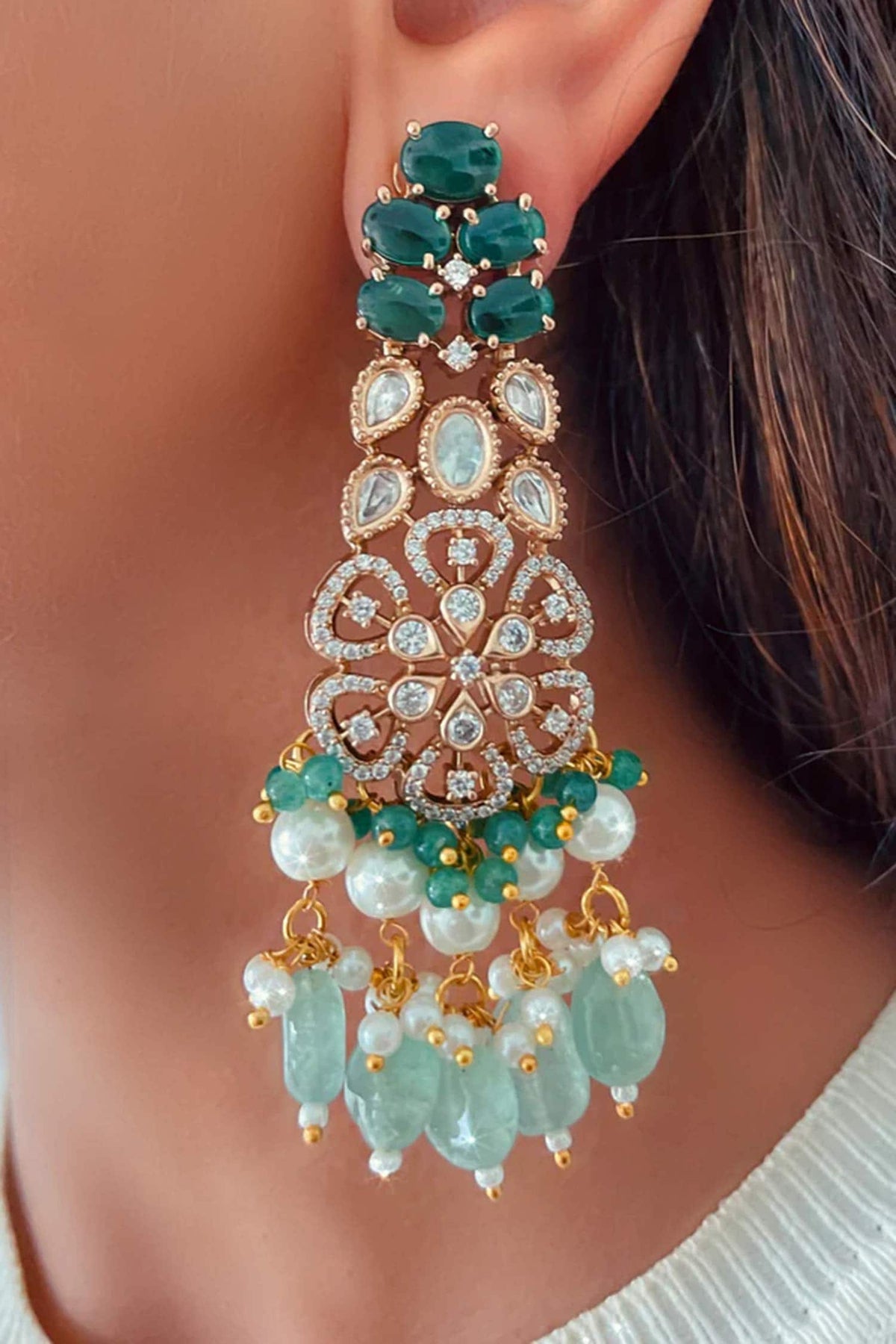 Jahanara Emerald & Polki Necklace Set 