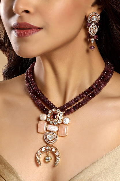 Jasper Pearl Beaded Necklace & Earring Set 