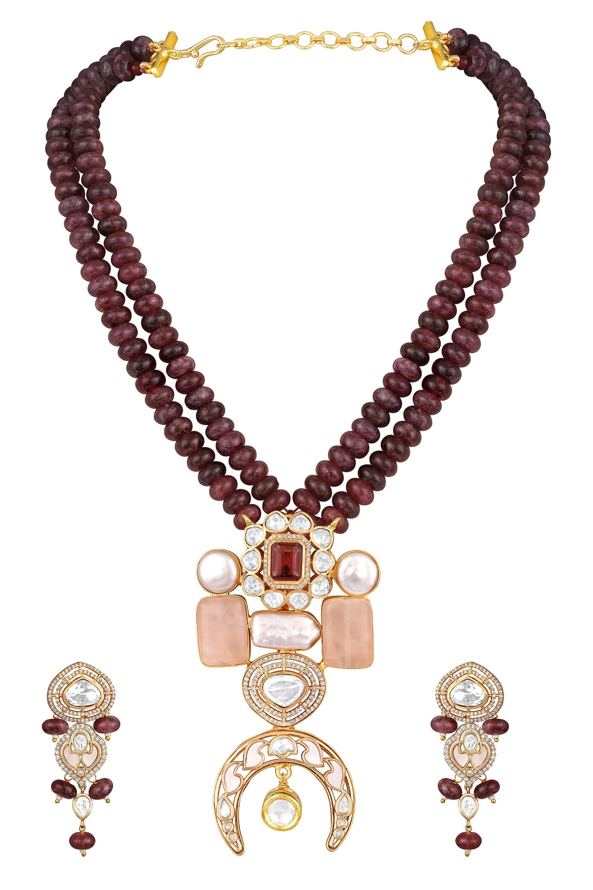 Jasper Pearl Beaded Necklace & Earring Set 