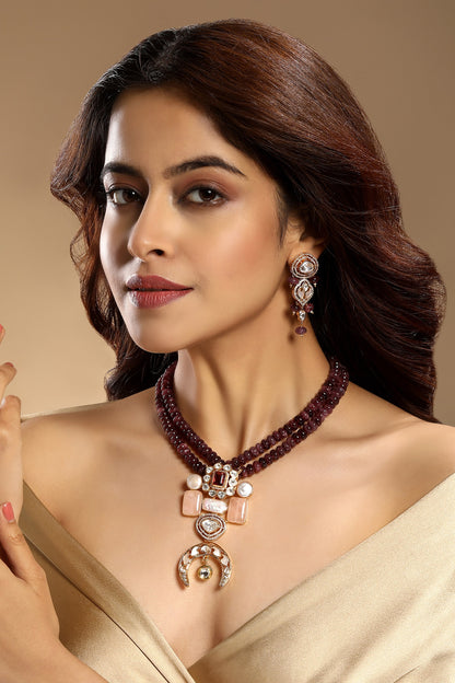 Jasper Pearl Beaded Necklace & Earring Set 
