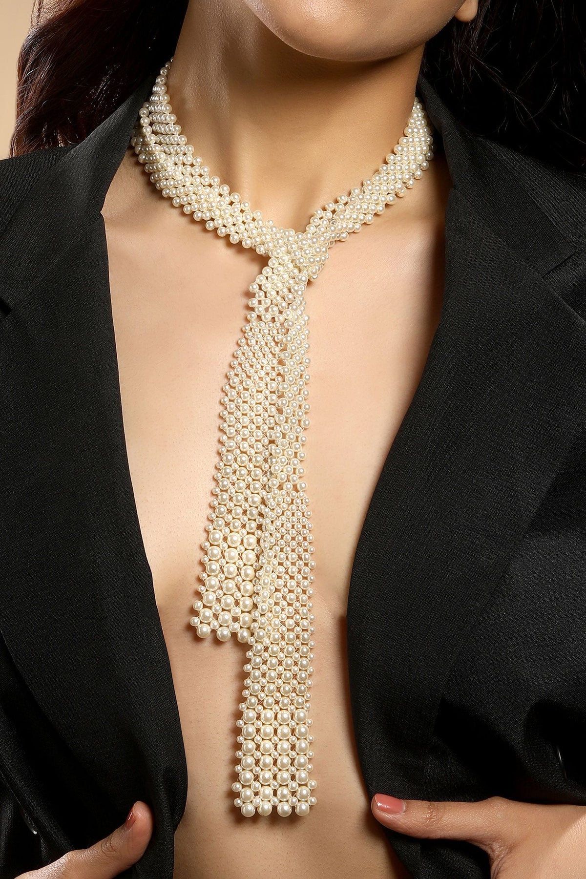 Pearl Knot Design Long Necklace 