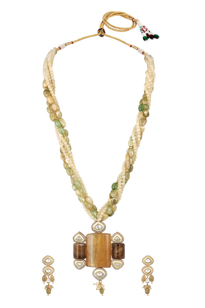 Moissanite Kundan Polki & Agate Jewellery Set 
