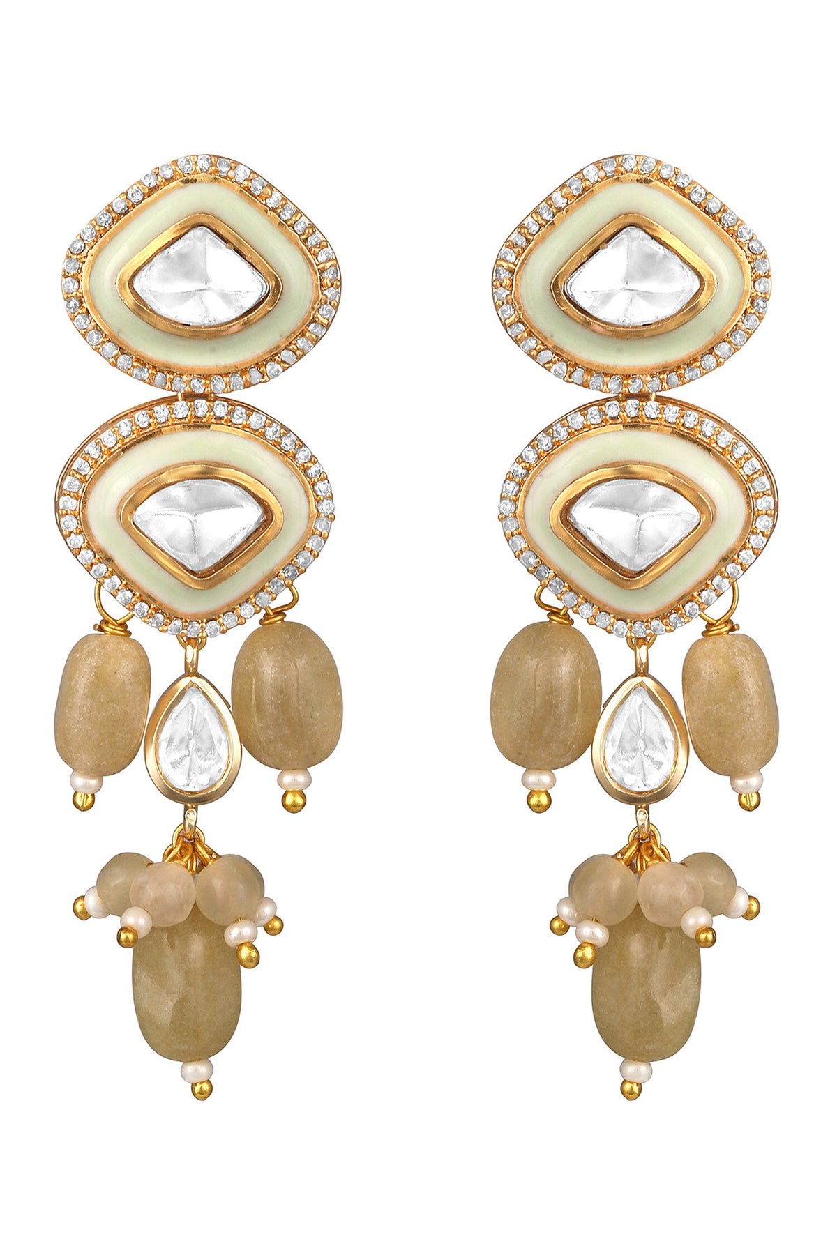 Moissanite Kundan Polki & Agate Jewellery Set 
