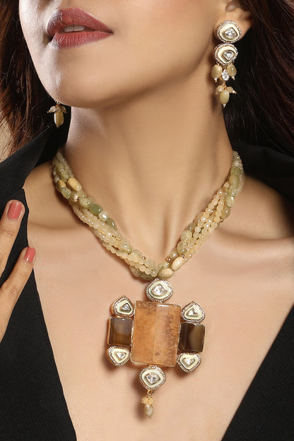 Moissanite Kundan Polki & Agate Jewellery Set 