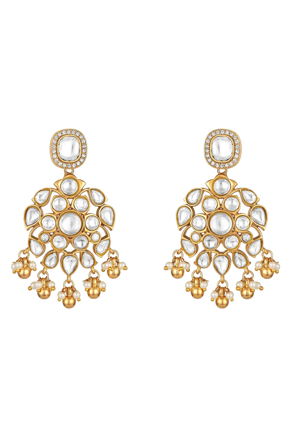 Moissanite Kundan Polki & Pearl Necklace Set 