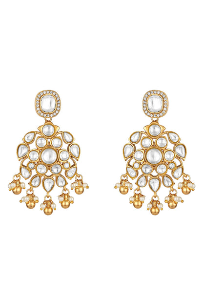 Moissanite Kundan Polki & Pearl Necklace Set 