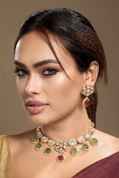 Moissanite Polki Necklace Set 