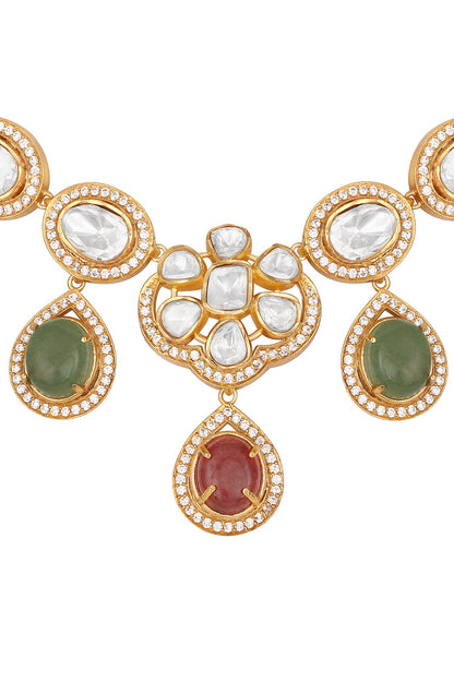 Moissanite Polki Necklace Set 
