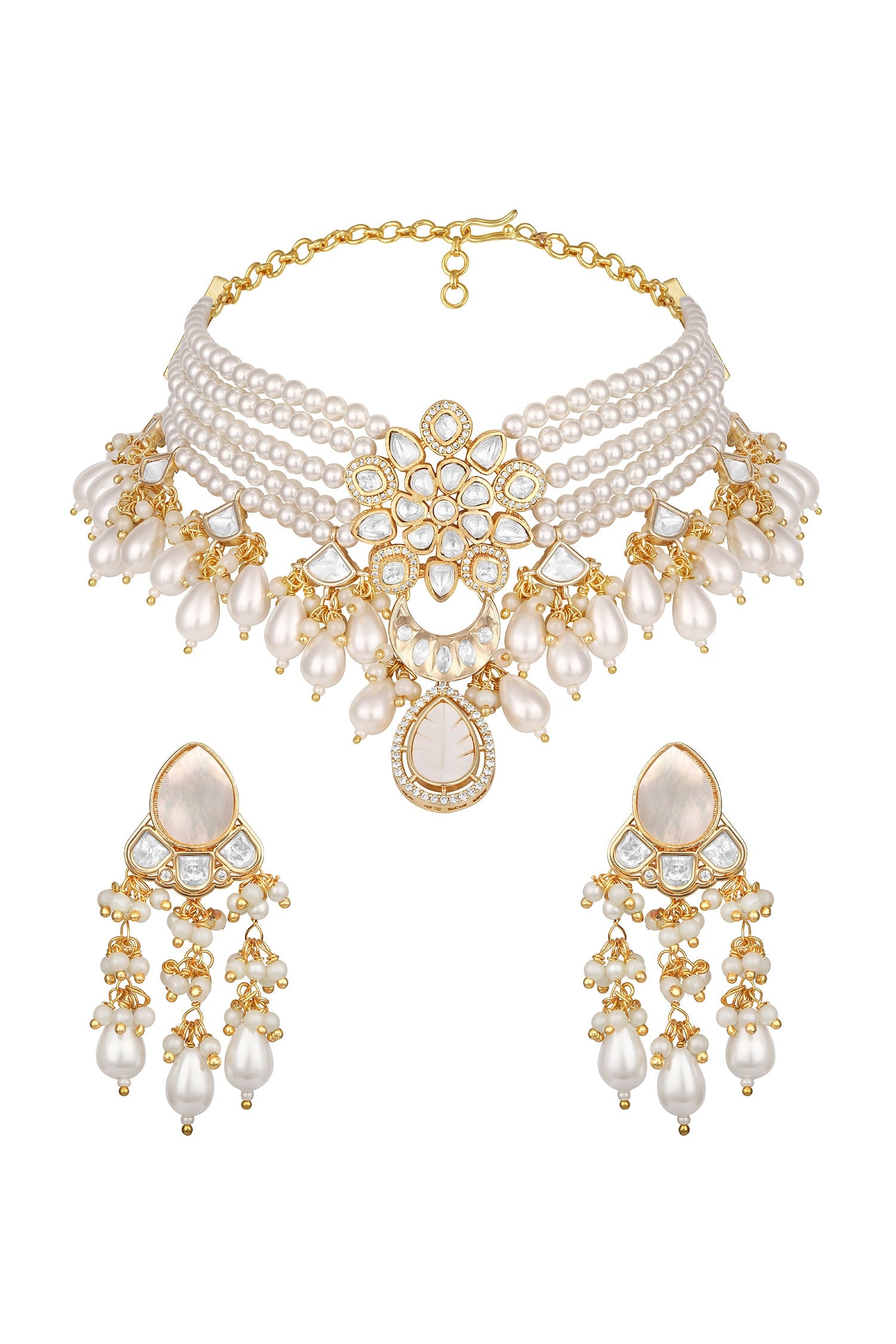 Pearl Choker Necklace Set 