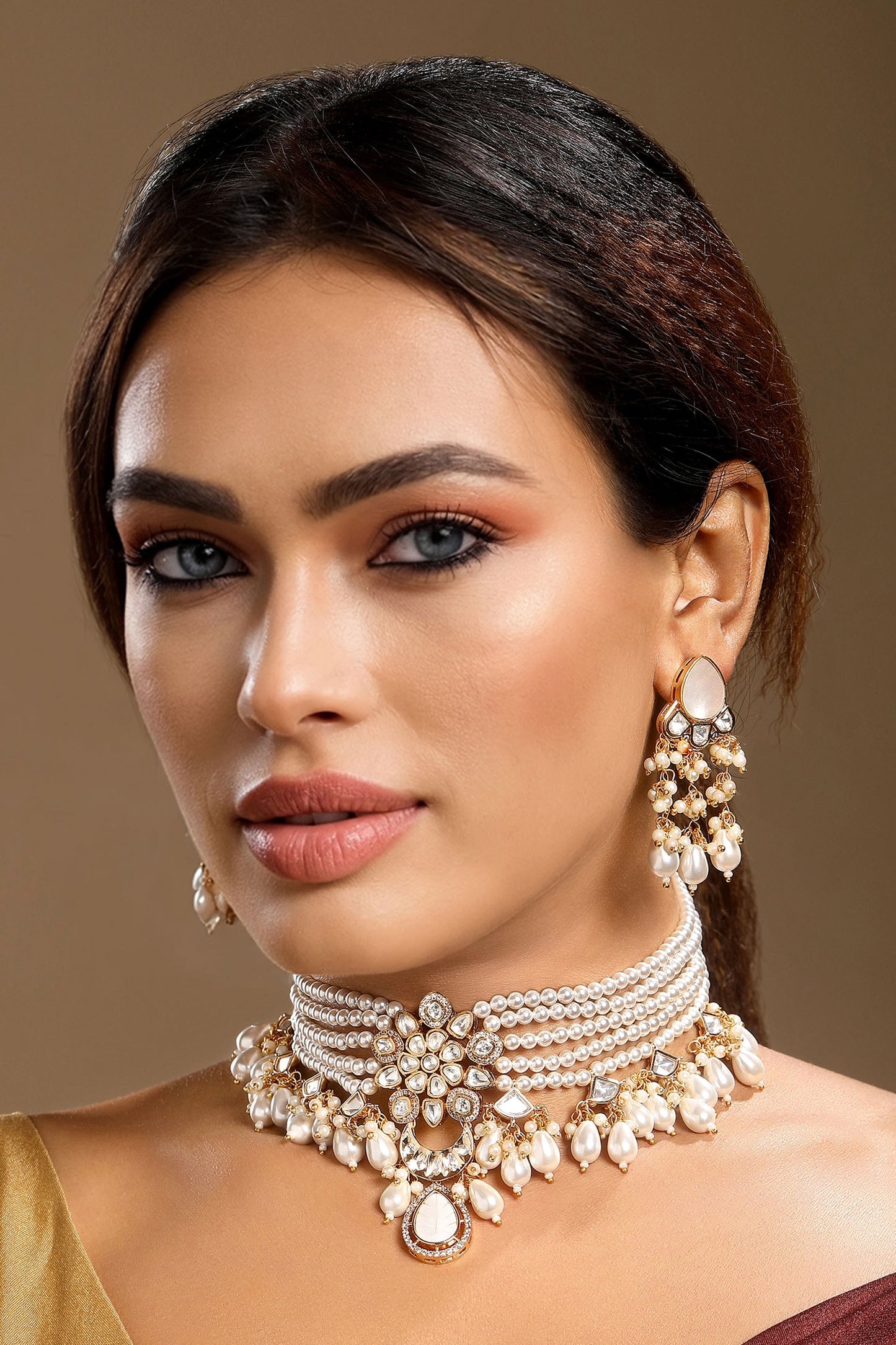 Pearl Choker Necklace Set 