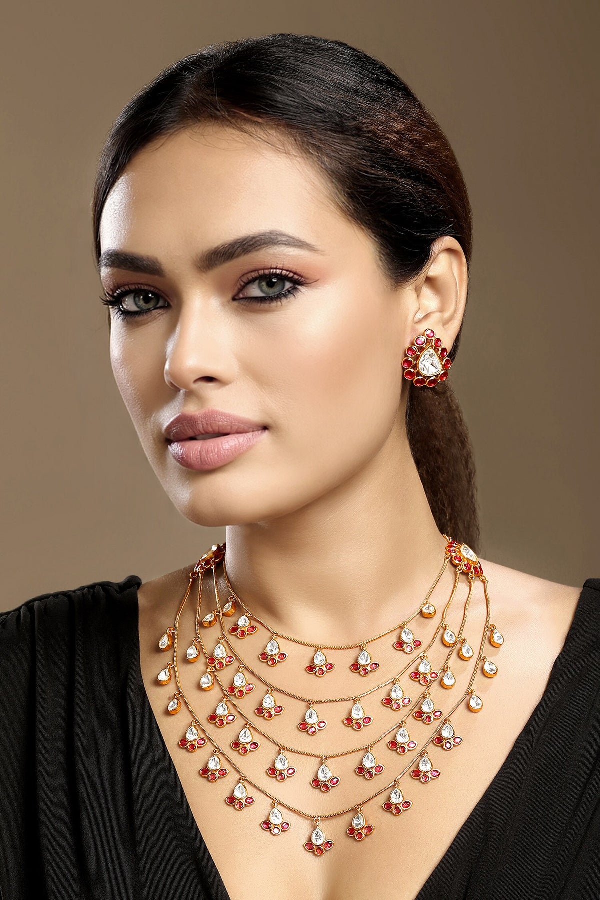 Moissanite Kundan Polki Necklace Set 