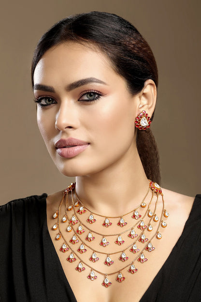 Moissanite Kundan Polki Necklace Set 