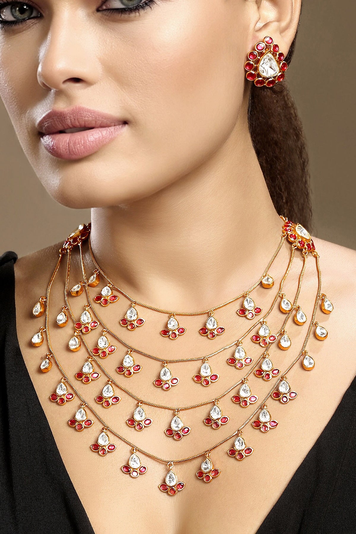 Moissanite Kundan Polki Necklace Set 