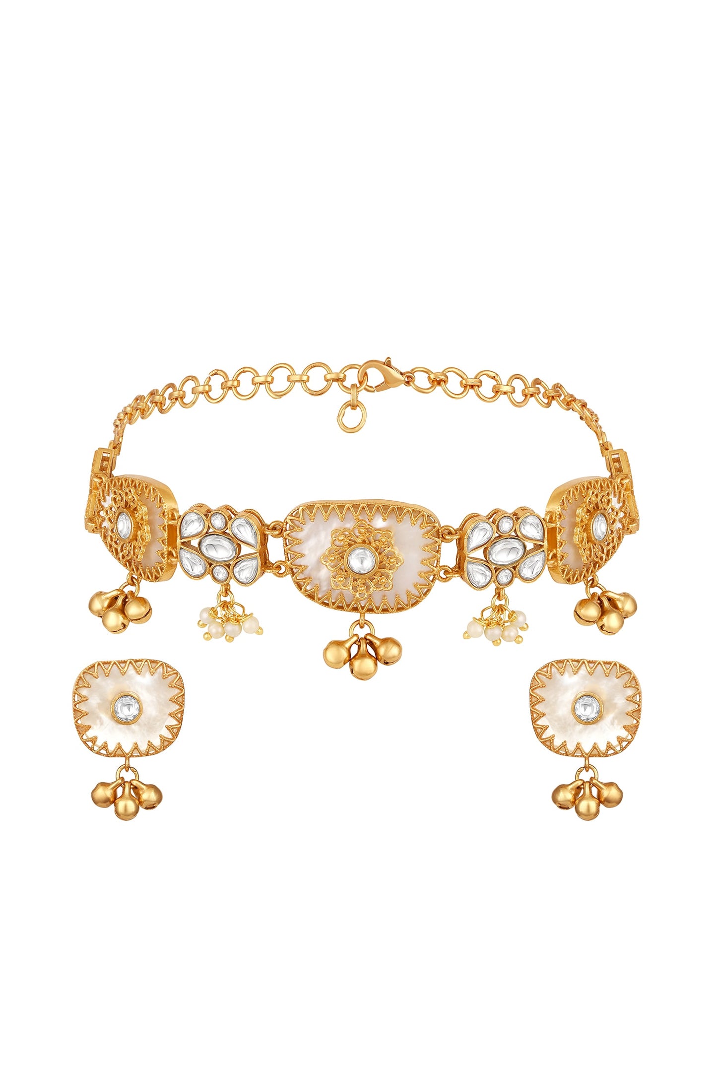 Moissanite Polki Necklace Set 