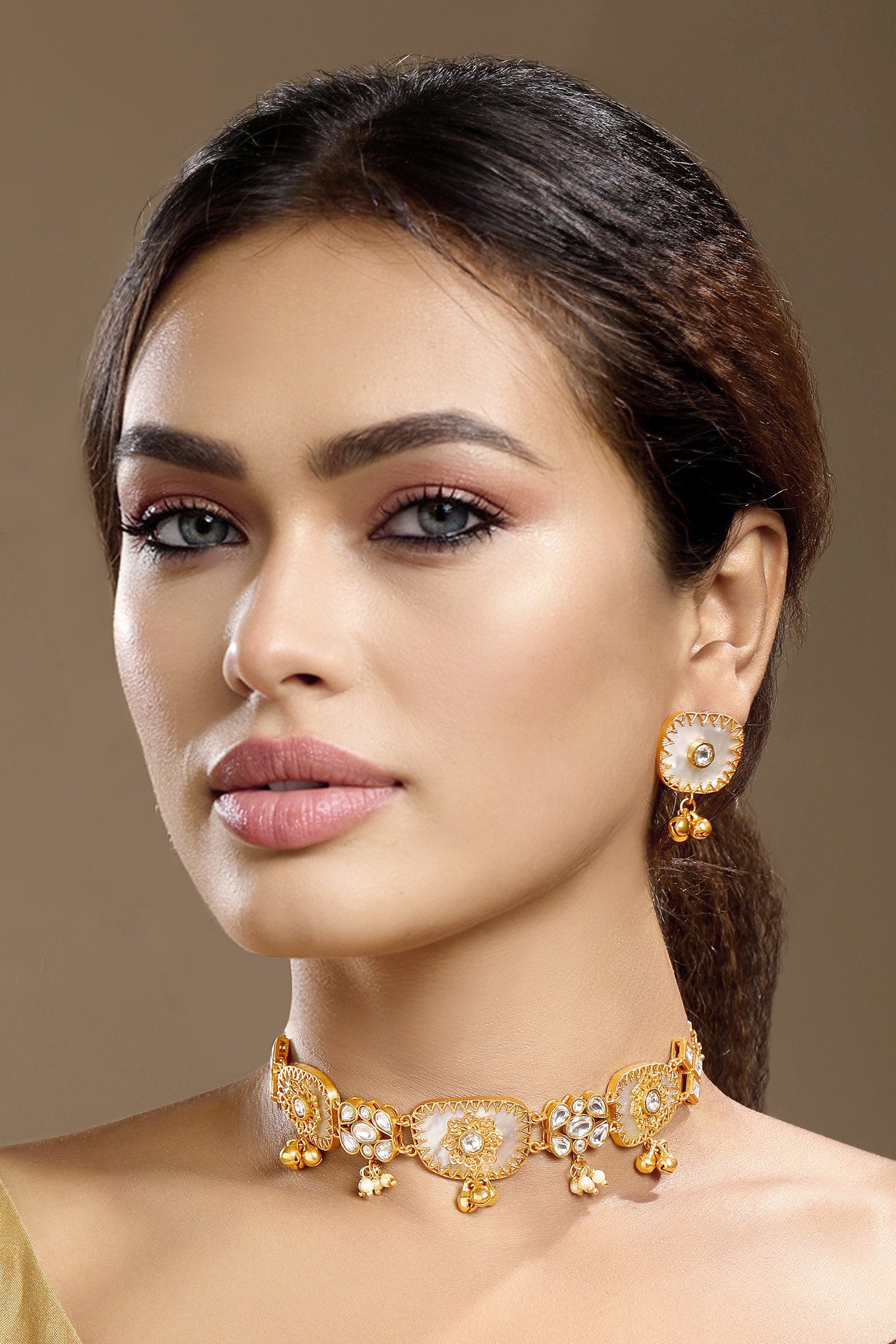Moissanite Polki Necklace Set 