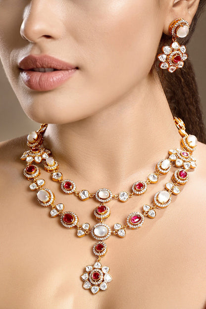Moissanite Kundan Necklace Set 
