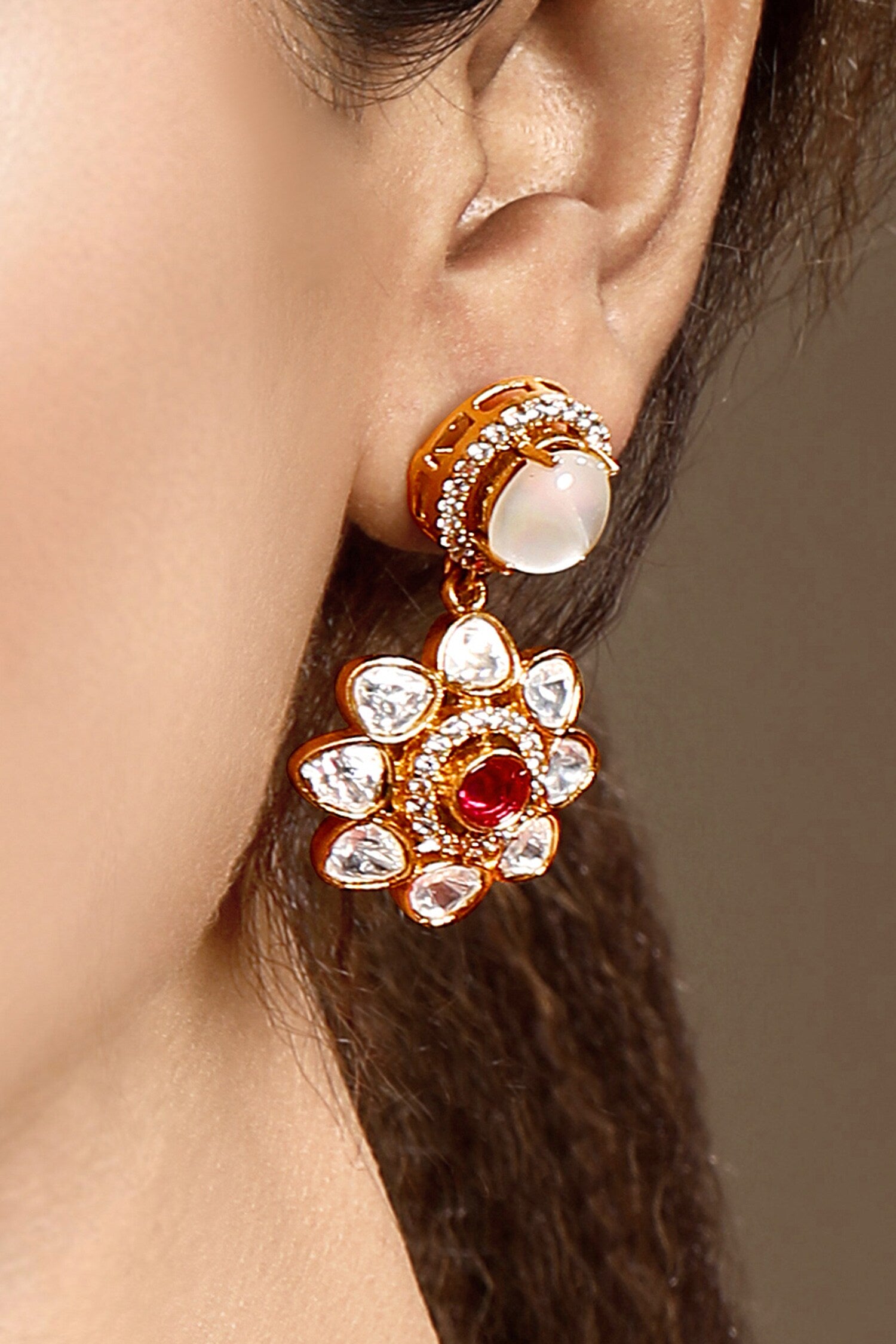 Moissanite Kundan Necklace Set 