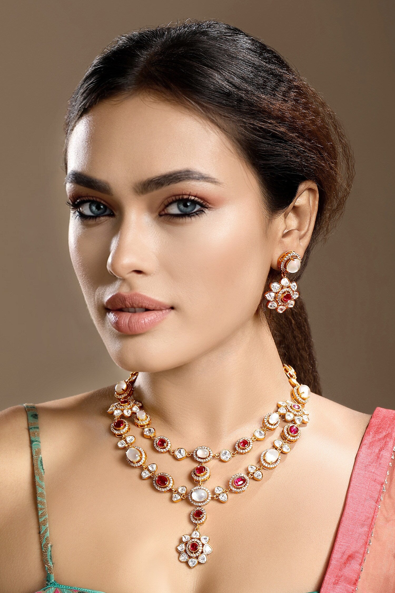 Moissanite Kundan Necklace Set 