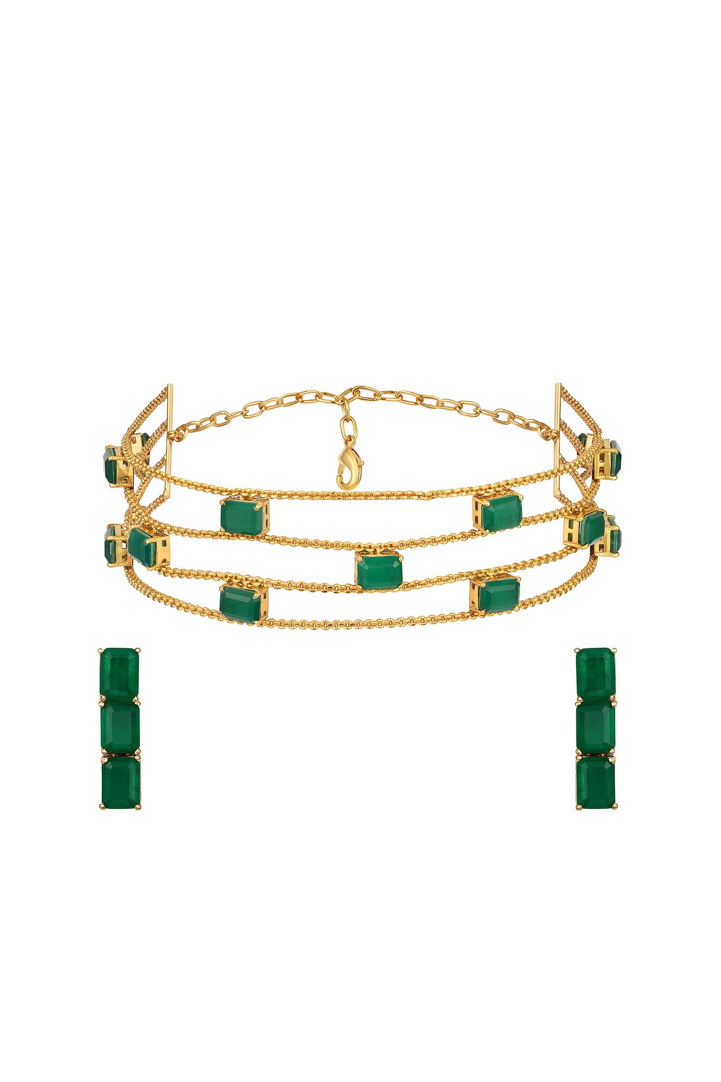 Emerald Layered Necklace Set 