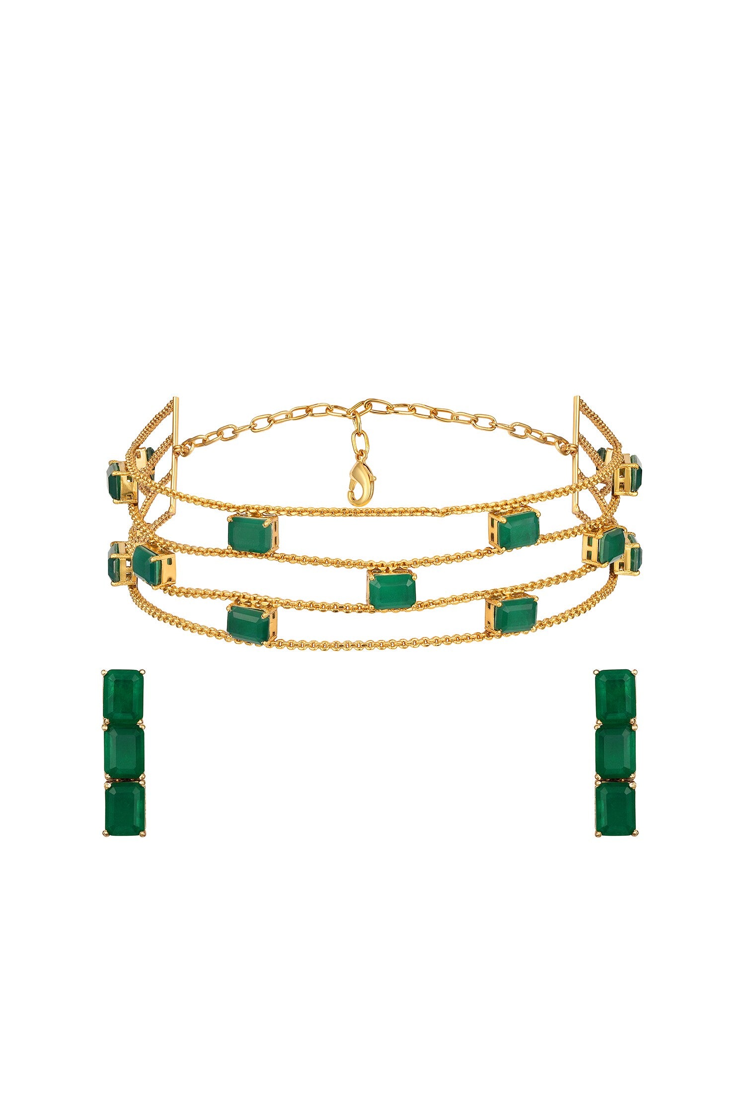 Emerald Layered Necklace Set 