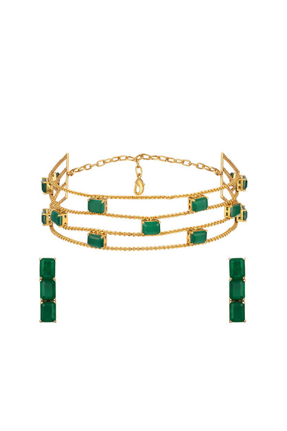 Emerald Layered Necklace Set 