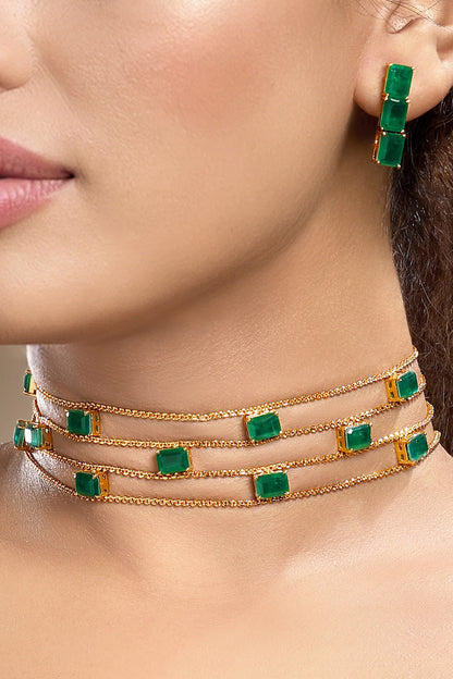 Emerald Layered Necklace Set 