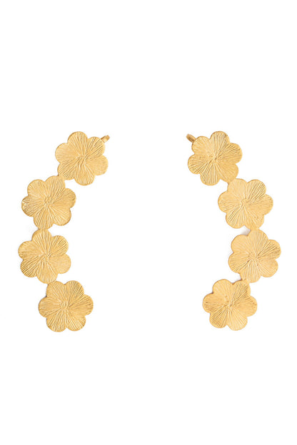 Flower Carved Pair Of Ear Cuffs 