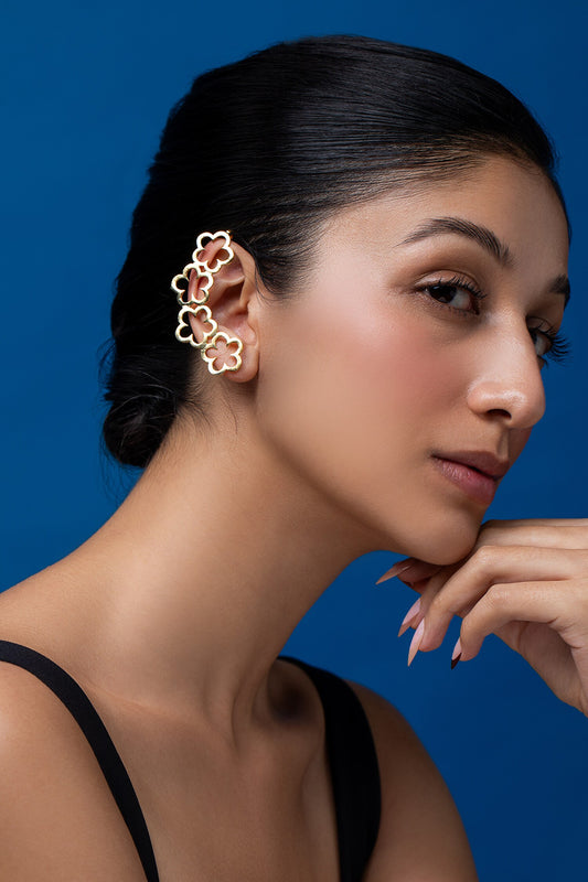 Flower Drop Pair of Ear Cuffs 