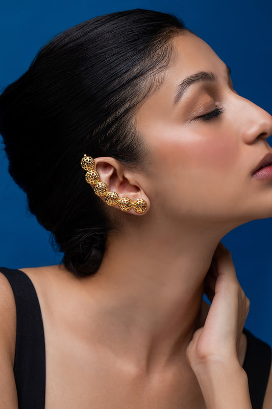 Flare Blooming Flower Pair of Ear Cuffs 