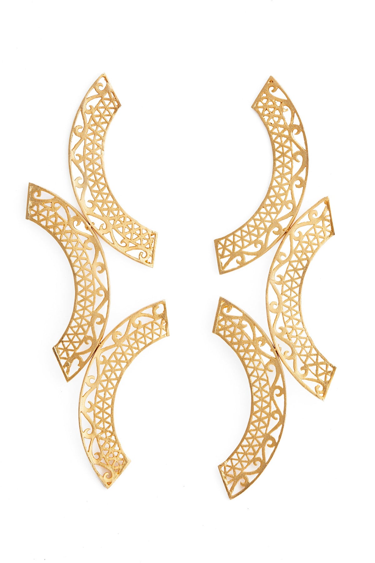 Kalchakra Lattice Semi-Circle Earrings 