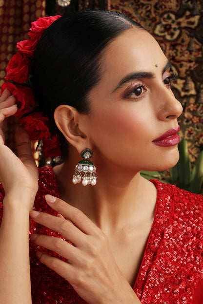 Pearl Embellished Jhumka Earrings 