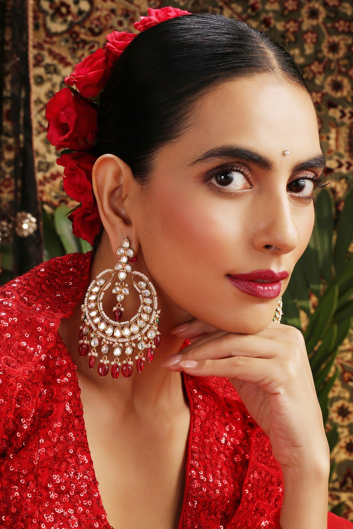 Pearl Embellished Jhumka Earrings 