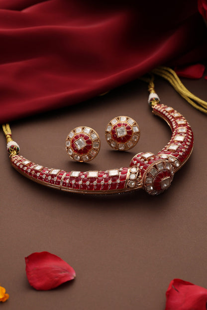 Kundan Embellished Necklace Set 
