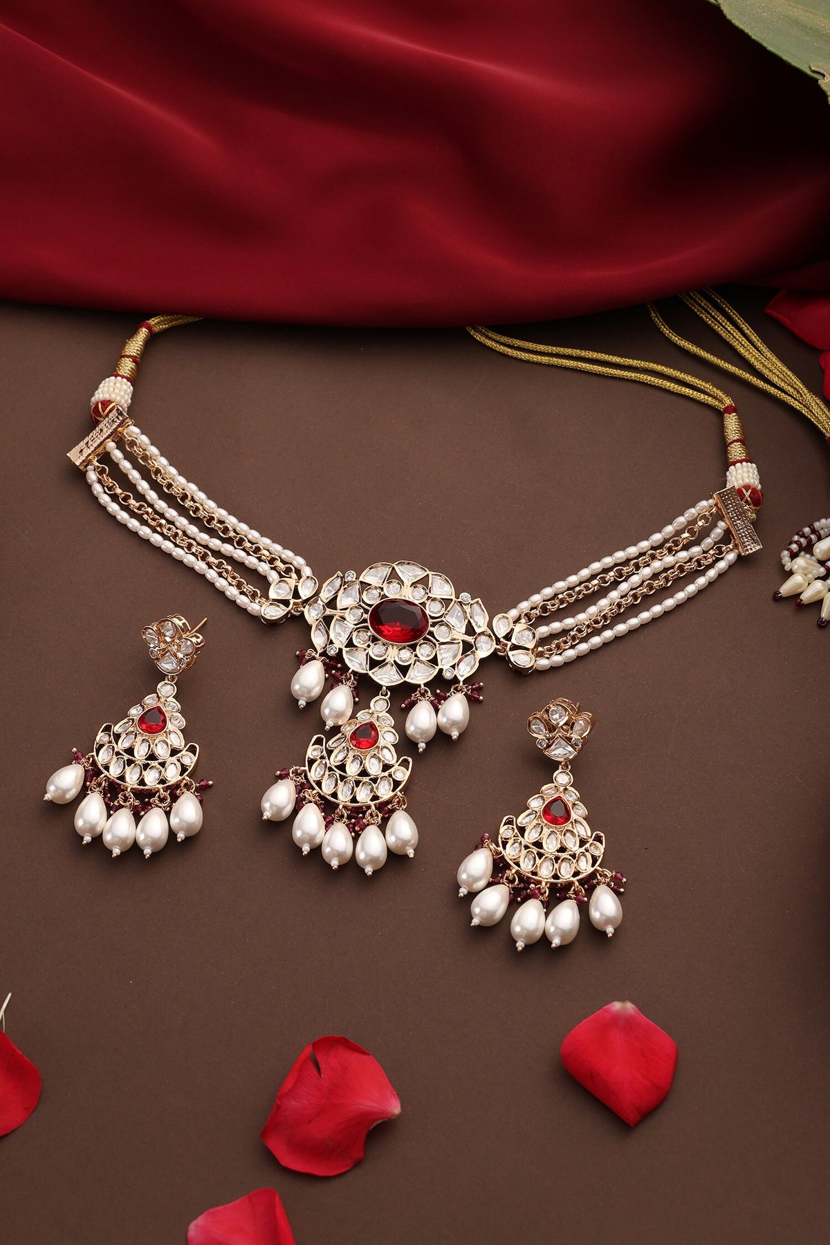 Kundan & Pearl Embellished Choker Set 