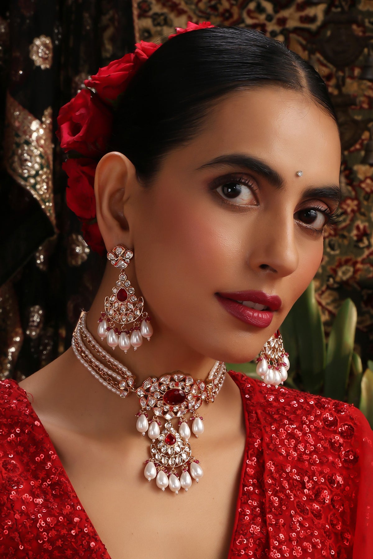 Kundan & Pearl Embellished Choker Set 