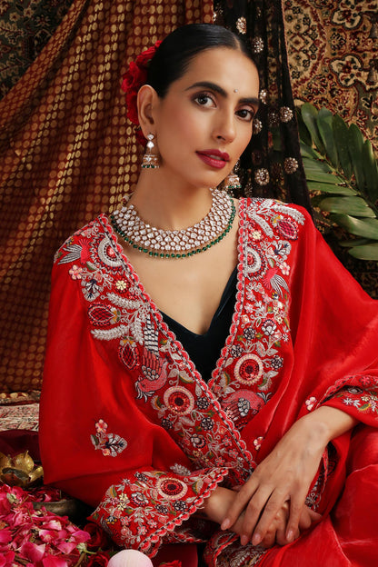Kundan & Emerald Beaded Necklace Set 