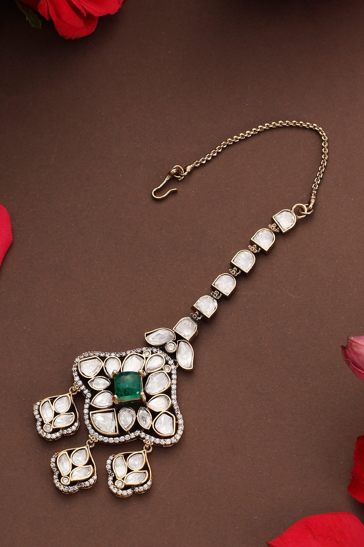 Kundan & Gemstone Embellished Maangtikka 