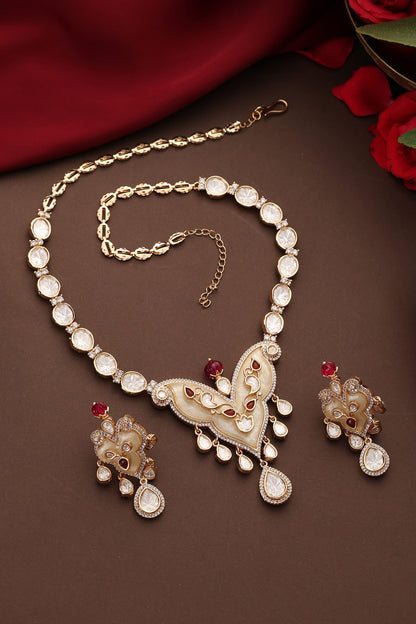 Kundan & Ruby Embellished Necklace Set 